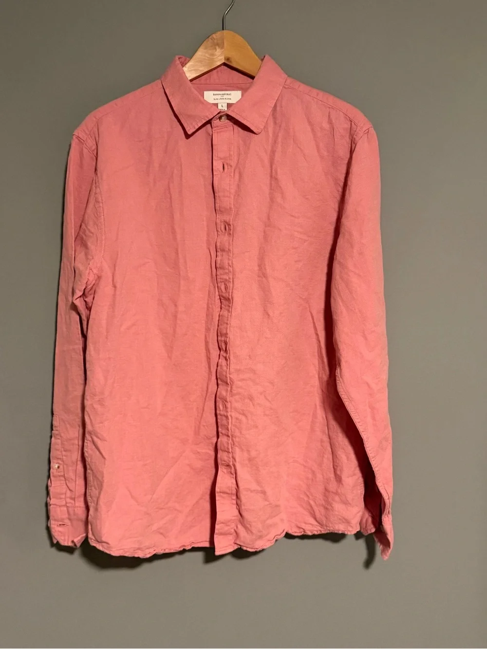 Banana Republic Coral Pink Linen Button-Down Shirt